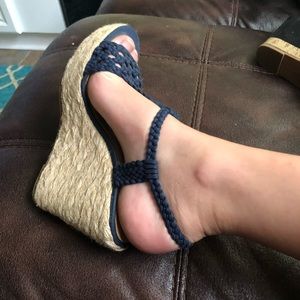 Steve Madden Navy  worn espadrille wedges